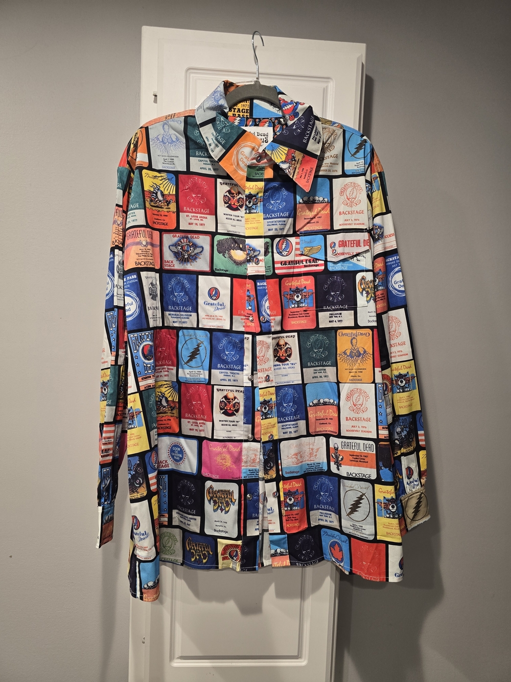 Meghan Fabulous Grateful Dead Backstage Pass Button-Up Shirt